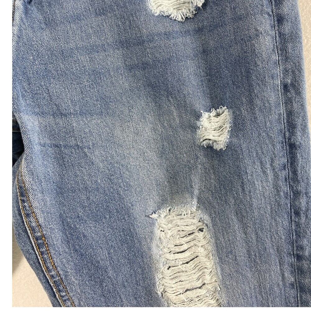 Muselook Relaxed Mom Jeans Junior 13 Hi Rise Destroyed Denim Raw Hem Medium Wash - Picture 10 of 10